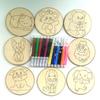Tablero educativo para colorear con grafiti para niños de jardín de infantes, hecho a mano, con dibujos de animales redondos de madera, tablero didáctico transfronterizo