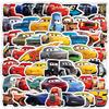 50 piezas de pegatinas de papelería para niños con historia de coches de carreras de dibujos animados, impermeables, para equipaje, teléfono móvil, monopatín, taza