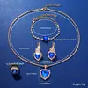 Reloj de Pulsera para Mujer Transfronterizo Traje de Joyería Amazon Explosiones Reloj de Cuarzo Atmosférico para Mujer Azul Comercio Exterior Juego de Cinco Piezas