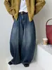 Jeans Retro Coreanos de Color Naranja Otoñal Estilo Cimitarra para Mujer, Pantalones de Pierna Ancha Estilo Perezoso Adelgazantes 65079 para Cuerpo Tipo Pera