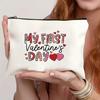 Bolsa Cosmética Explosiva Transfronteriza con Estampado Doble Cara Patrón de Letras Bolsa con Cremallera Bolsa de Muestra de Lino Bolsa de Almacenamiento Impermeable en stock
