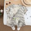 Guapo Niño Ropa Delgada 2025 Verano Nuevo Estilo Niños Letras Estampadas Completas Cuello Redondo Manga Corta Conjunto de Dos Piezas Venta al por Mayor