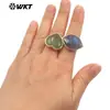 WT-R518 Anel de Entrada Vintage de Luxo Fluorita Natural Roxo Verde Formato de Coração Pequeno Banhado a Ouro 18k Anel para Aniversário de Menina