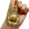 Ouro Puro 999 Flor da Fortuna Corrente para Celular Pingente Chaveiro Decoração de Bolsa Promoção de Festival Pequeno Presente