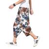 Calças Masculinas de Verão de Perna Larga Calças Tailandesas Masculinas Largas Bloomer Modernas Plus Size Cropped Drop Calças Masculinas Florais