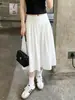 Saia de balé branca para mulheres, estilo fino de verão, relaxada e elegante, com um design de barra grande e fofo, saia midi evasê