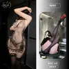 Body de estilo chino con tema naranja, estampado de grullas en relieve dorado, lencería sexy con cuello halter, transparente y seductor, diseño sin espalda, 9231