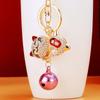 Llavero de Gato de la Suerte con Campana de Diamante para Coche Colgante para Bolso de Mujer Anillo de Llavero Colgante Metálico Creativo con Pedrería Regalo