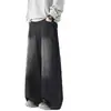 Jeans de Sarja Denim com Estampa Splash-Dye para Homens, Primavera 2026, Corte Reto, Versátil, Tamanho Grande, Preto e Azul