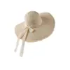 Chapéu de Palha Novo de Verão Estiloso com Laço e Aba Larga para Mulheres, Chapéu de Sol para Praia, Chapéu de Pescador da Moda com Franjas