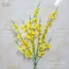 Simulación Orquídea Bailarina Amarilla Flor Falsa Oncidium Flor de Seda Flor Seca de Plástico Cabeza Amarilla de Cinco Ramas Phalaenopsis Flor Decorativa