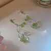 Brincos de Franja Florais Verdes Super Fada Brisa de Primavera para Mulheres - Tarraxas de Nicho de Luxo Leve com Estilo Doce e Elegante