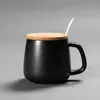 Taza de Cerámica Creativa con Tapa y Cuchara de la Fábrica Origen, Taza con Esmalte de Color, Taza de Panza Grande, Taza de Café, Regalo con Logo Personalizado