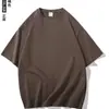 Algodón de Xinjiang 400g Peso Pesado Sencillo Algodón Puro Manga Corta Hombre Mujer Camiseta Atuendo de Pareja Camiseta Capa Base Top Americano de Media Manga