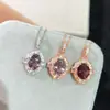 Colgante de espinela natural pura cristal súper rosa transparente gema grado 5A tamaño 6*8mm plata 925 incrustación Seiko
