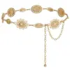 Nova Corrente de Cintura Oval de Metal Prateado Estilo Boho para Mulheres, Acessório de Cinto de Nicho de Luxo com Estilo Étnico, Adequado para Combinar com Saias