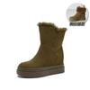 Invierno nuevo pequeño altura oculta botas de nieve con forro polar grueso tacón alto punta redonda dos vías casuales de caña alta cremallera lateral