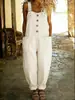 Macacão Jeans Casual Feminino Retro Europeu e Americano Transfronteiriço com Desgastes, Modelagem Solta e Fivela Ajustável