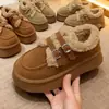 Zapatos Birkenstock de suela gruesa para mujer, zapatos cálidos de algodón con forro de felpa, botas de nieve para mujer, nuevos superventas de invierno 2026, zapatos de algodón Birkenstock peludos