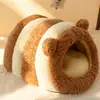 Jaula para Mascotas, Jaula para Gatos, Jaula Cerrada para Perros y Gatos con Forma de Oso, Jaula para Perros Pequeños, Acolchada de Invierno y de Terciopelo de Una Pieza Envío Directo
