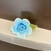 Novo Estilo Flor Rosa de Crochê Pura Feita à Mão Presilha de Cabelo, Presilha Fofa para Franja de Menina, Elástico de Cabelo, Acessório de Cabelo de Boutique