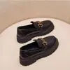 Mocasines negros de charol para mujer, estilo británico, suela gruesa, para uso diario, modelo nuevo primavera/otoño 2026, zapatos sin cordones con tacón grueso