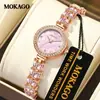Pulseira Mokago de Liga Nova Relógio Colorido Cauda de Peixe Madrepérola Feminino À Prova D'água Diamante Luxo Leve Relógio de Quartzo