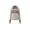 HeyHenry Cardigan con Cuello de Piel Sintética Vintage, Capa Interior de Punto Fair Isle, Chaqueta de Punto con Bloques de Color para Mujer, Suéter Grueso y Cálido de Otoño Invierno