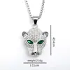 Collar Europeo y Americano de Acero Inoxidable para Hombres y Mujeres, Accesorio de Ropa con Colgante de Cabeza de Leopardo Incrustada de Diamantes