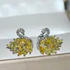 Brinco de prata com zircônia de diamante roxo platina, cisne, novo, de fronteira, moda, micro cravação, joia de orelha de alta qualidade, versátil