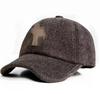 Gorra de béisbol de lana de moda de invierno para hombres de mediana edad y mayores, con forro polar, gruesa, a prueba de frío, protección para los oídos, algodón cálido a la moda
