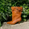 Encuentro de Primera Temporada 2026 Otoño Nuevas Botines de Moda con Punta Fina, Tacón de Aguja y Hebilla para Mujer