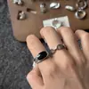 Anillo Abierto Geométrico Redondo de Circonita Estilo Medieval Retro Nicho Anillo de Alta Gama Temperamento Lujo Ligero Joyería de Mano Venta al por Mayor