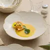 Pratos de Cerâmica Pétalas Bege de Fábrica Louça Doméstica Tigela de Arroz Tigela de Sopa Prato de Peixe Sentido Avançado Prato de Luxo Leve Tigela Tigela de Macarrão