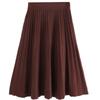 Saia Plissada Engrossada Feminina Outono e Inverno Estilo Coreano Cintura Alta Linha A Comprimento Médio Cobrindo Vão Emagrecedora Saia de Tricô para Pessoas Baixas