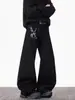 Jeans de Mezclilla Lavado con Salpicaduras High Street Estilo Oversize Retro Americano Sueltos Bf Rectos de Pierna Larga hasta el Suelo