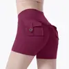 Pantalones cortos de estilo europeo y americano transfronterizos de trasero de melocotón, leggings de cintura alta para correr y fitness, pantalones cortos estilo ropa de trabajo con bolsillos, pantalones cortos de yoga para mujer