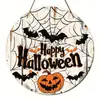 Temu nuevo letrero de puerta de madera decoración del hogar Halloween letrero de puerta de madera logo redondo decoración creativa