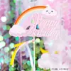 Arco Iris Decorativo Colorido Tarjeta Inserto para Pastel Pastel de Cumpleaños Estrellas Dorada Rosa Azul Enchufe Decoración de Postre para Hornear Inserto