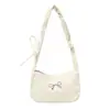 Bolso plisado con bordado de lazo para mujer 2026 Nuevo estilo japonés versátil para llevar debajo del brazo o al hombro bolso cruzado de pana para mujer