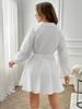 Vestido Elegante de Color Sólido para Mujer de Talla Grande con Cintura Ajustable, Manga Larga, Sitio Independiente de Amazon Transfronterizo Europeo y Americano