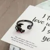 Anillo de Luna Corazón Estilo Gótico Oscuro Circonita Mariposa Punk Nicho Versátil Elegante Retro Anillo Apilable para Mujeres