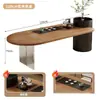 Conjunto de mesa de chá e cadeiras para varanda para uso doméstico em estilo wabi-sabi, conjunto completo de pequena mesa de chá de madeira maciça com chaleira integrada para preparar chá