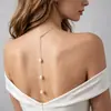 Collar Largo con Borla de Perla Artificial Estilo Europeo para Mujer, Cadena para Clavícula de Lujo Ligero con Temperamento, Cadena Trasera, Collares Modernos Versátiles