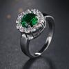 Anillo de esmeralda transfronterizo con incrustaciones de circonitas micro Serie Green Ring Joyería de moda de marca Tide al por mayor una generación de cabello