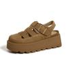 Sandálias Birkenstock de Sola Grossa para Aumentar a Altura para Mulheres, Novo Estilo Primavera/Verão 2026, Tamancos Vazados, Sapatos Gaiola de Porco, Sapatos Fechados, Sandálias Romanas de Bico Fechado