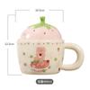 Louça de Cerâmica Criativa Pintada à Mão com Morangos, Caneca de Grande Capacidade para Estudantes de Dormitório, Tigela para Macarrão para Meninas Bonitas para a Volta às Aulas