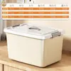 Caja de Almacenamiento Transparente Portátil para Uso Doméstico, Engrosada para Ropa, Juguetes, Bocadillos, Libros, Caja Organizadora de Gran Capacidad, Contenedor de Almacenamiento de Plástico