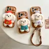 Funda de Teléfono Móvil de Peluche de Cachorro de Dibujos Animados Linda Manzana 17Promax iPhone16 Bolso 15 Anticaída 14 Creativa 13