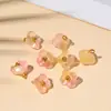 Pingente de Flor de Vidro com Gradiente de Duas Cores, Pingente de Flor de Quatro Pétalas Estilo Retrô com Furo para Pendurar, Materiais para Brincos e Acessórios de Cabelo Feitos à Mão DIY